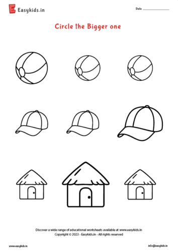 Kindergarten Worksheet – Circle the Bigger One