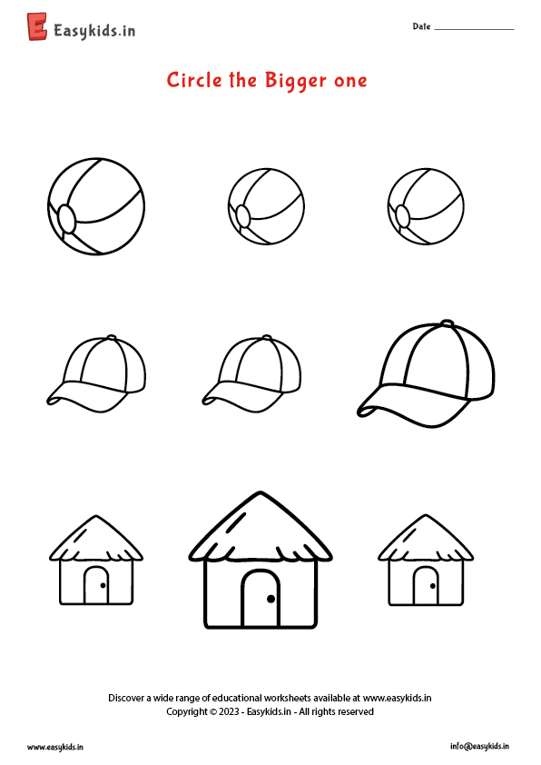 Kindergarten Worksheet – Circle the Bigger One