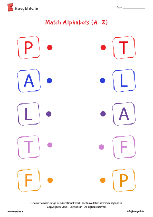 Matching Alphabets - Preschool English Worksheet A - Z