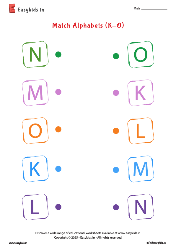 Matching Alphabets - Preschool English Worksheet K - O