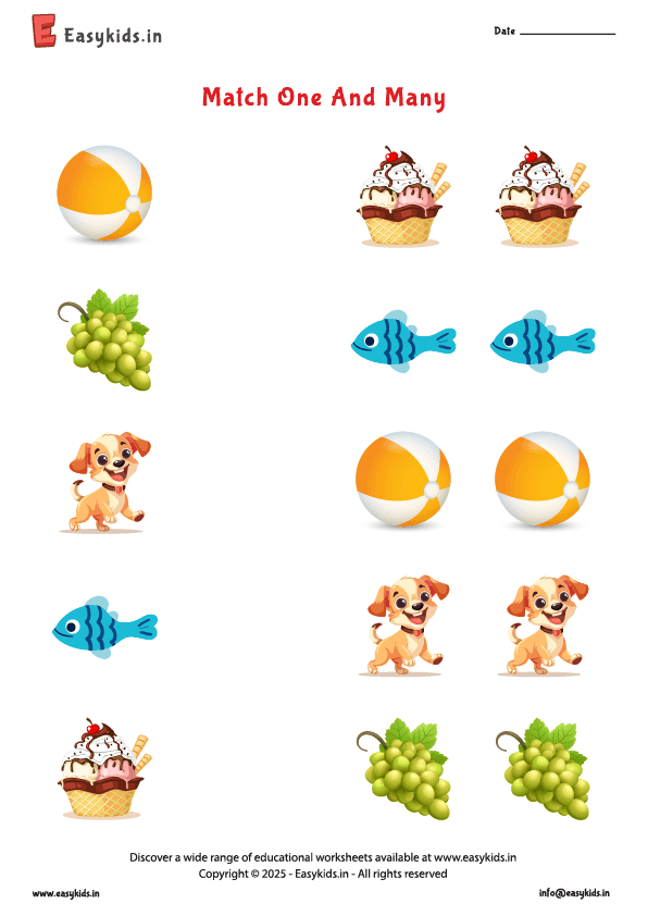 Matching Worksheet – One and Many