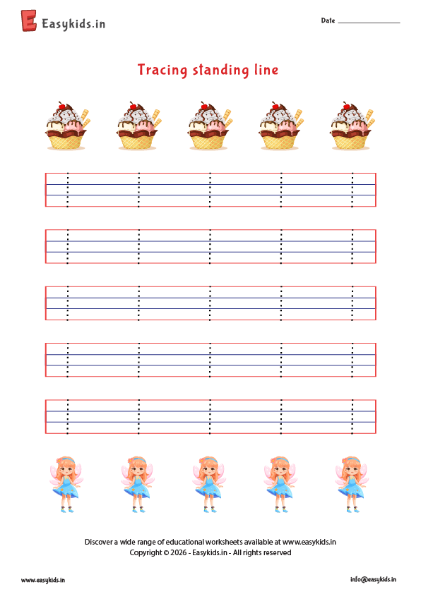 Pre Nursery Tracing Worksheets - Standing Lines