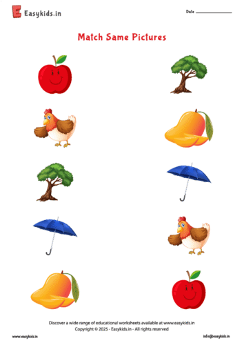 Preschool Activity – Match the Same Pictures