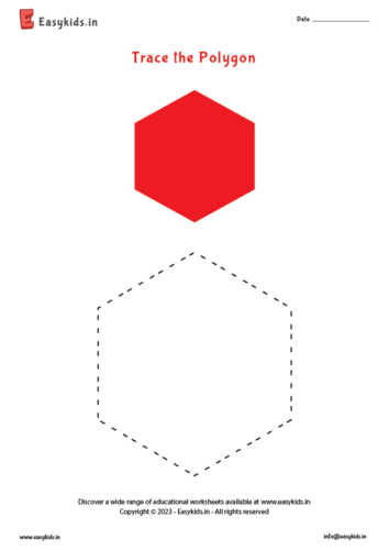 Preschool Coloring Worksheet- Trace the Polygon