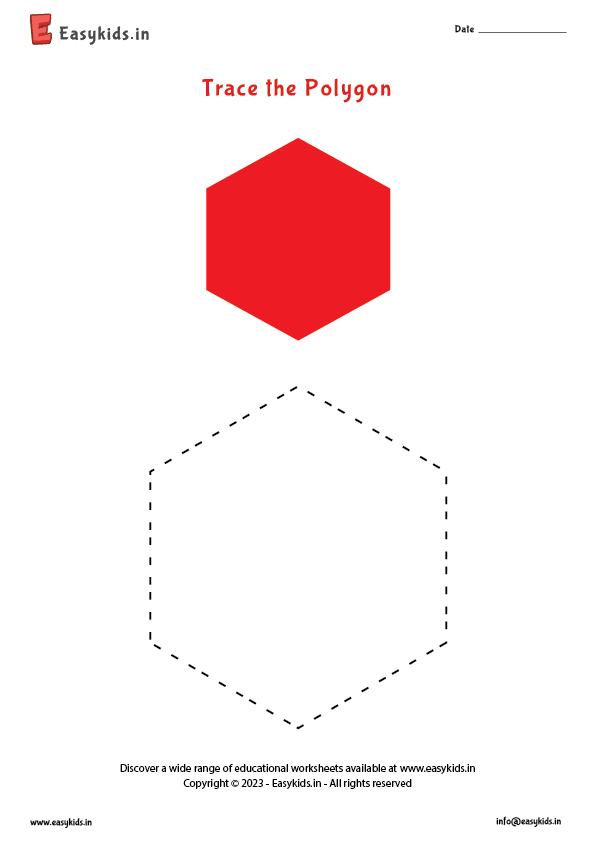 Preschool Coloring Worksheet- Trace the Polygon