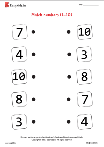 Preschool Math Pintables - Matching Numbers 1-10