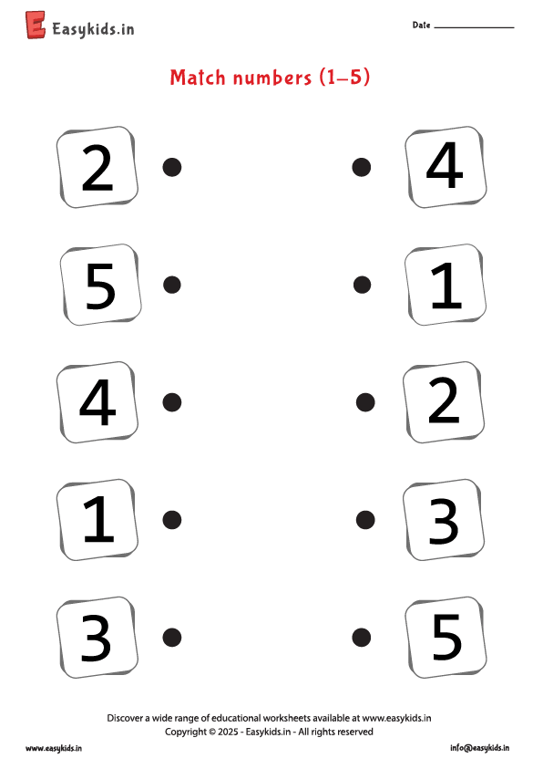 Preschool Math Pintables - Matching Numbers 1-5