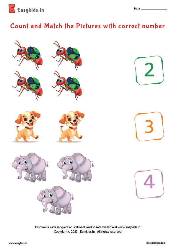 Preschool Math Worksheet – Count and Match