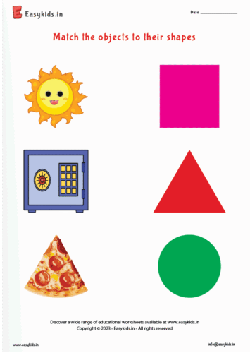 Preschool Worksheet- Match Objects to Their Shapes