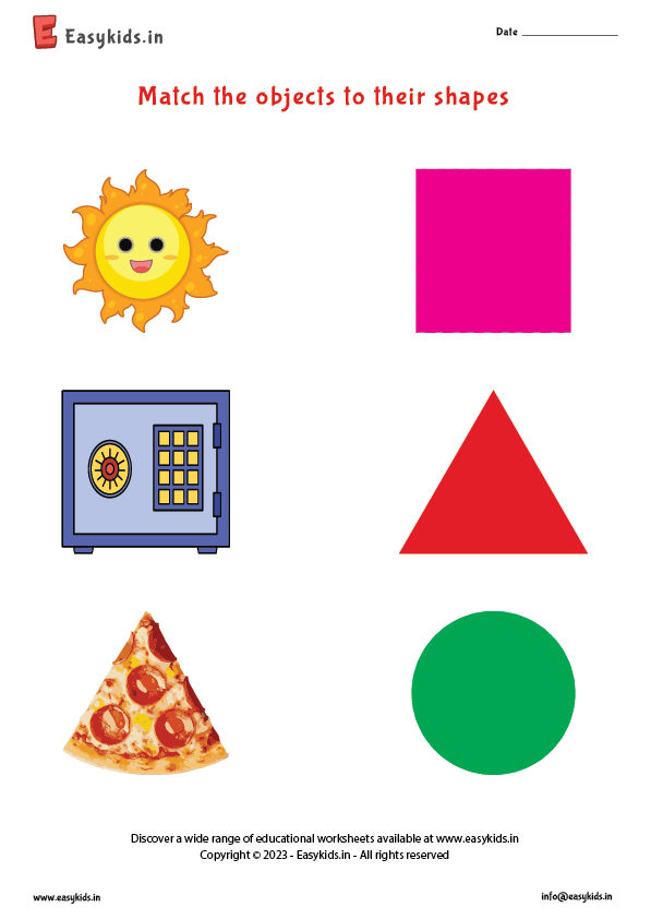 Preschool Worksheet- Match Objects to Their Shapes
