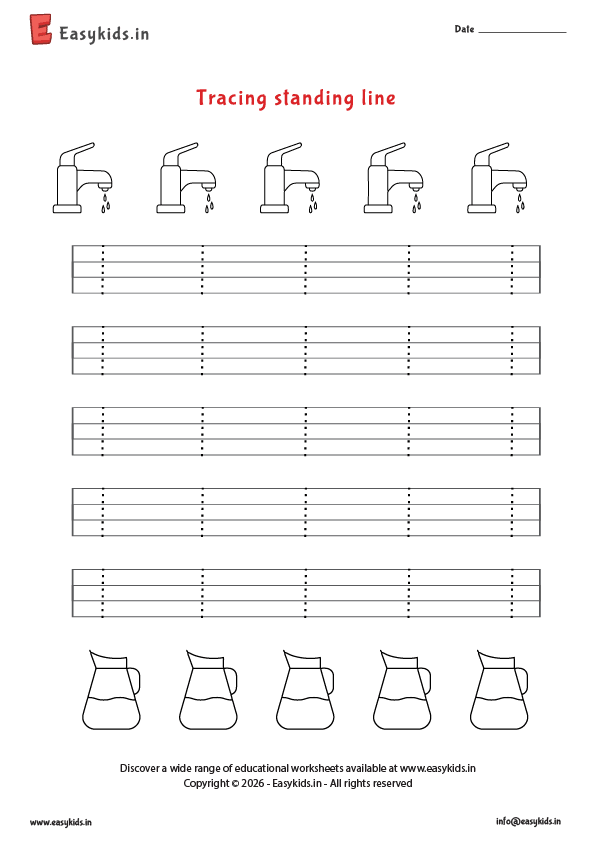 Trace Worksheets For Preschool - Standing Lines