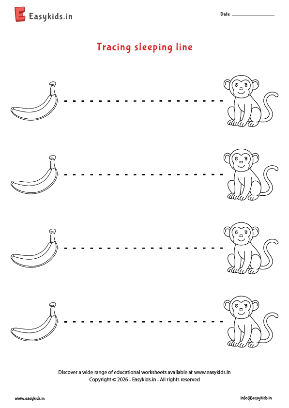 Tracing Worksheets for Kindergarten - Sleeping Lines